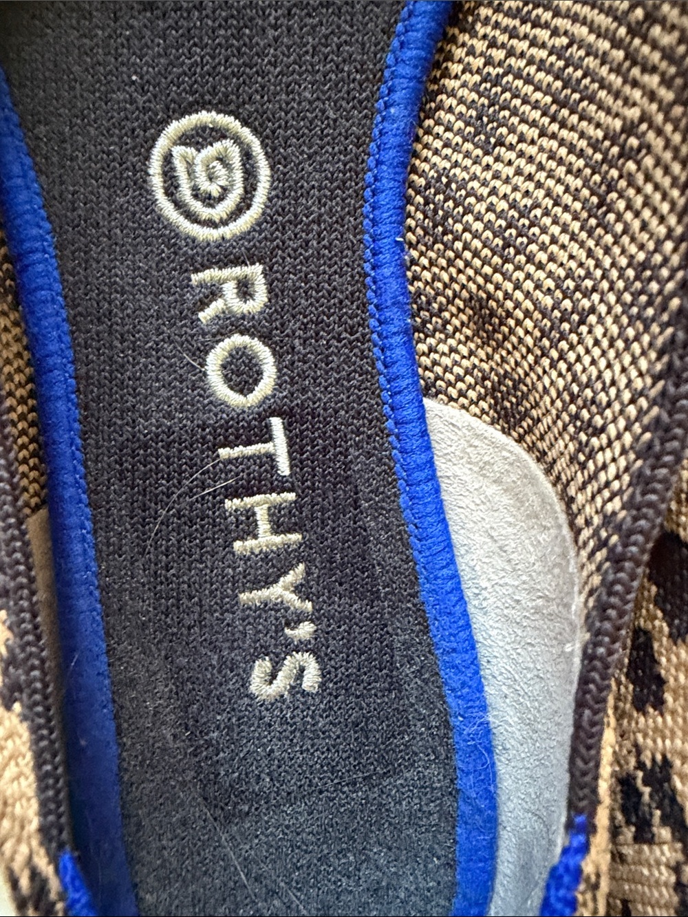 Rothy’s The Point Big Cat Leopard Flats Blue Trim Size 11.5 - Picture 2 of 5